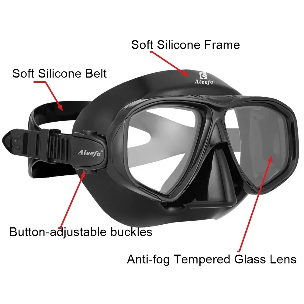 Hyperopia Diving Mask with Tempered Glasses Lens. Antifog Spray,Farsighted Dive Glasses swimming Goggles with nose cover 6