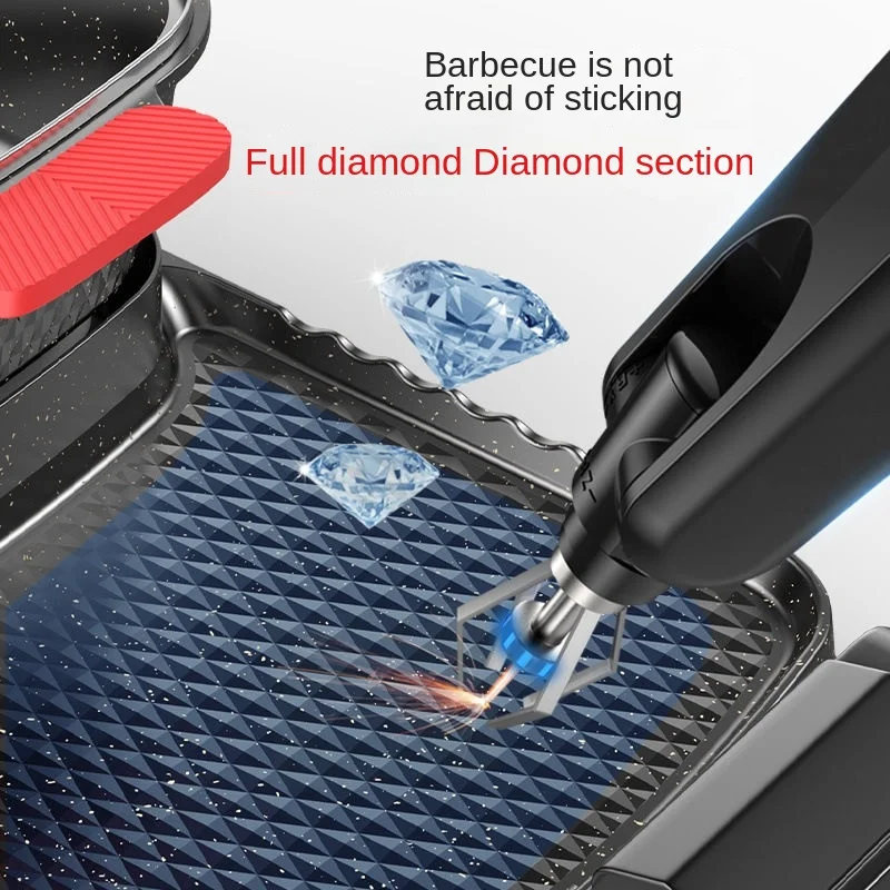 110V Multi-Functional Non-Stick Electric Grill and Griddle,Home Electric Griddle & BBQ Grill,Perfect for BBQ and Hot Pot 4