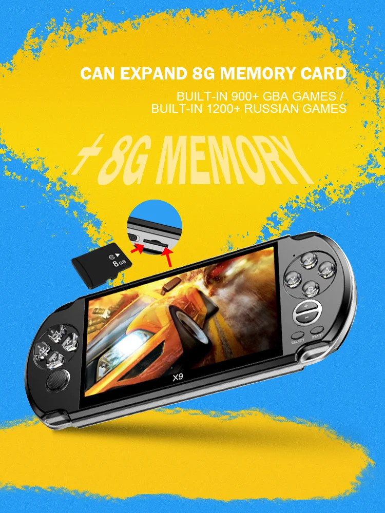 X1 / x9 / X12 handheld game console PSP nostalgic GBA / NES handheld game console 5-inch large screen handheld