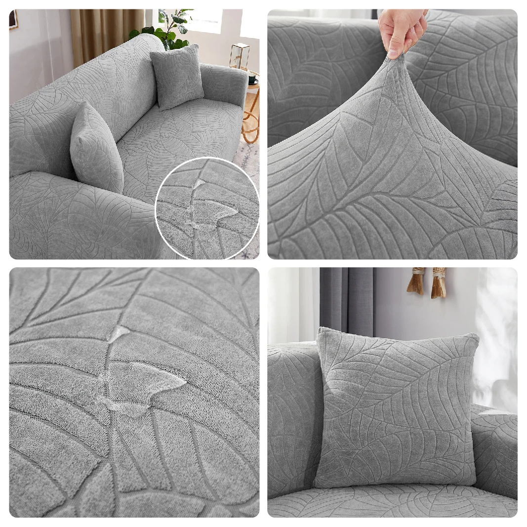 Solid Jacquard Fabric L Shaped Sofa Seat Covers