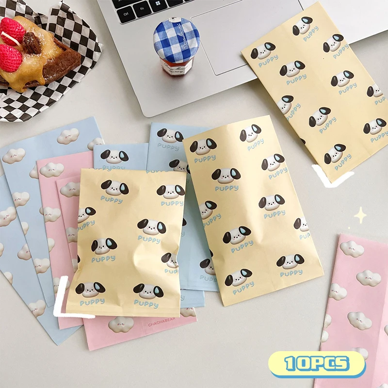 10Pcs Cute Cartoon Design Gift Paper Bag Kawaii Color Girl Paper Bag Snack Bag Debris Storage Bag Cartoon Paper Bag