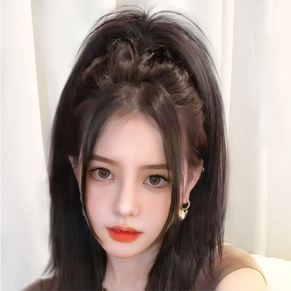 Synthetic Long Straight Claw Clip On Ponytail Hair Extensions Heat Resistant Pony Tail Hair piece For Women Daily Party