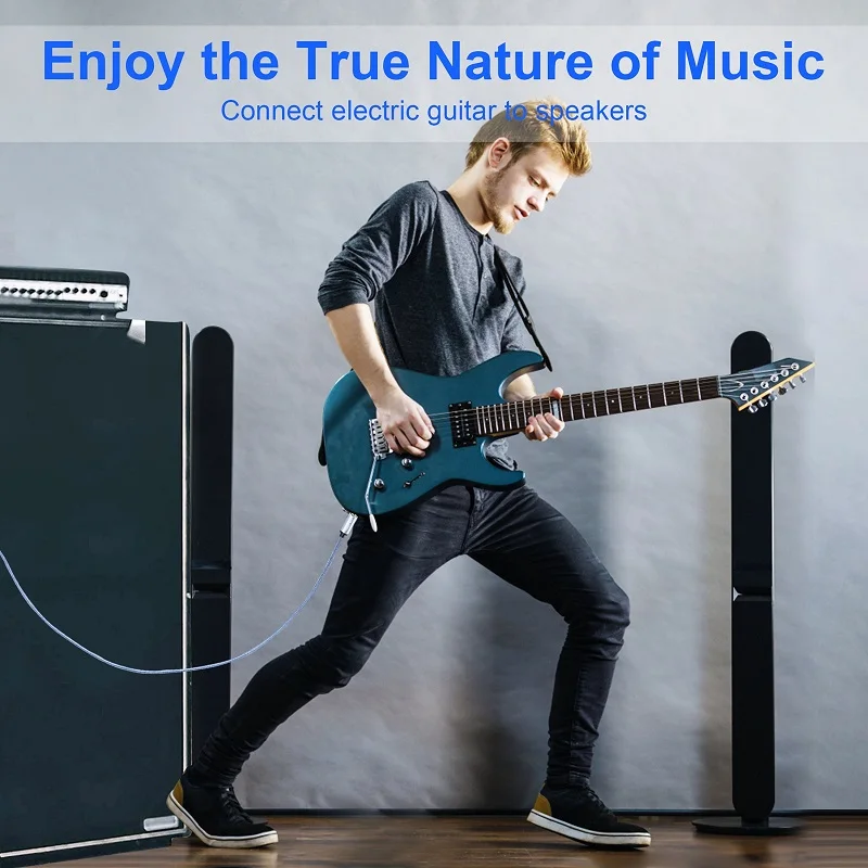 SHULIANCABLE 6.35mm Guitar Audio Cable, Nylon Braided 6.35mm to 6.35mm Jack Audio Cable for Electric Guitar, Keyboards, Etc — view 6