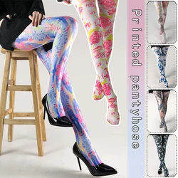 Sexy Cute Thin Corlorful Print Pantyhose Vintage Opaque Stretch Tights Women Y2K Girl Yoga Pants Pantyhose Lolita Xmas Sotckings