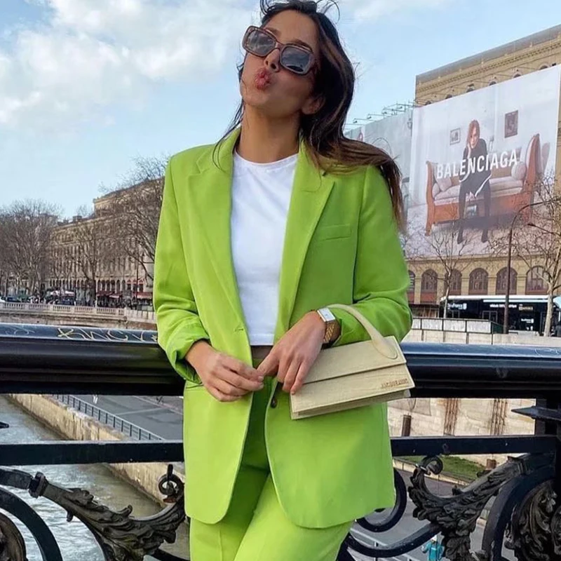 

Ardm Fashion пальто женское весна 2022 Long Sleeve With Pockets Notched Blazer Women Casual Green Office Ladies Outerwear Tops