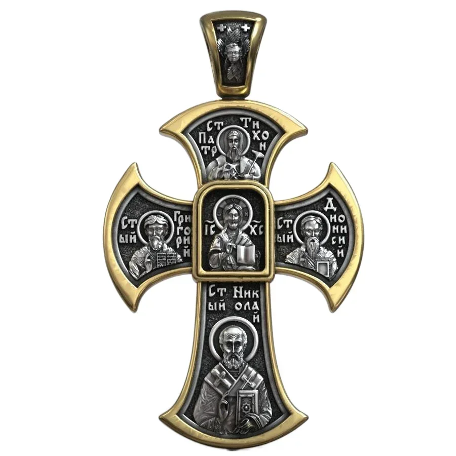 

12g Jesus Christ Savior Orthodox Cross Religious Art Relief Customized 925 Solid Sterling Silver Pendant
