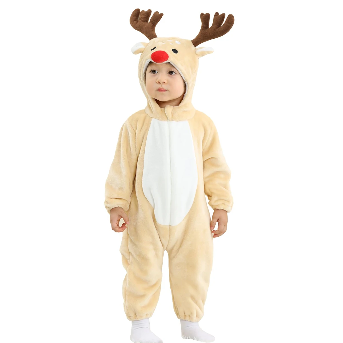 Costume de Cosplay de renne pour bébé, Costume une pièce à capuche en flanelle d'élan, pour tout-petits garçons et filles, tenue de spectacles sur scène d'halloween et de noël