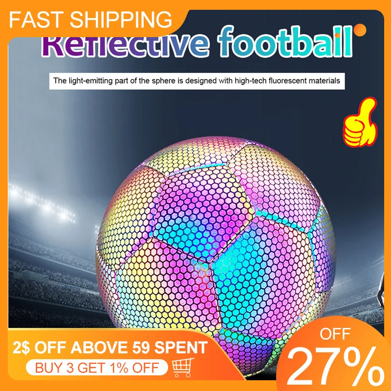Reflective Soccer Ball Luminous Night Glow Footballs for Student Training UK 