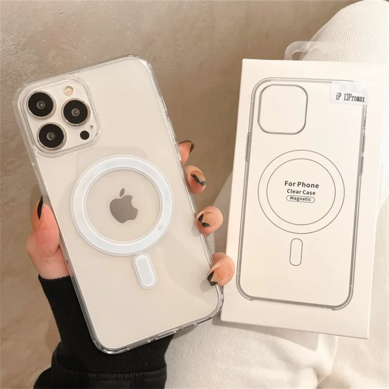 Magsafe Case Original For Magsafe Magnetic Wireless Charging For iPhone 14 13 12 11 Pro Max Mini X XR XS 7 8 Plus SE HD Clear Hard