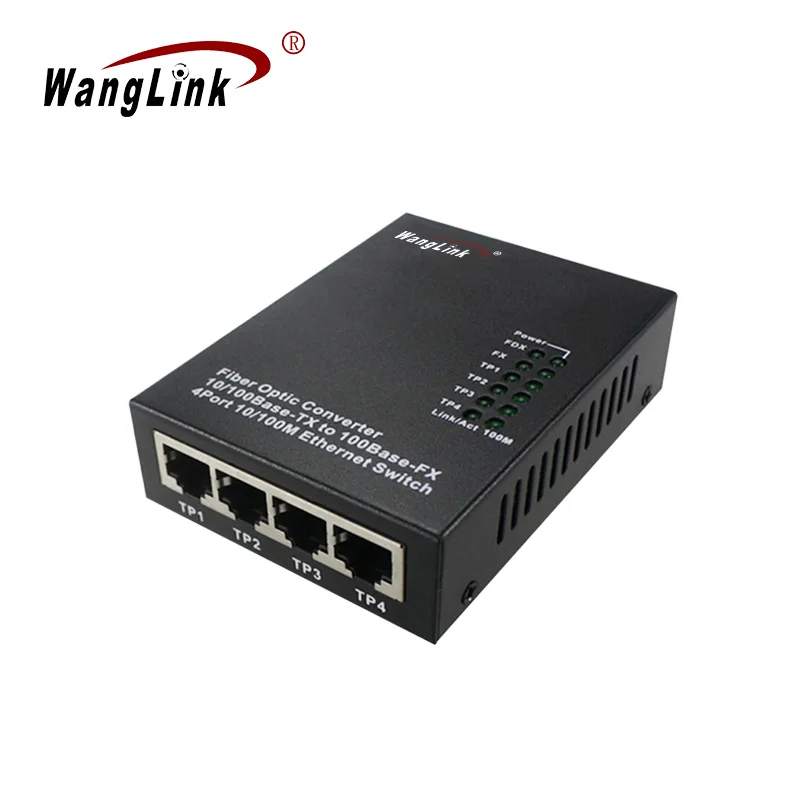 

Wanglink 10/100 база 4 RJ45 порт 1 SC одномодовый одноволоконный оптический медиа конвертер 25 км