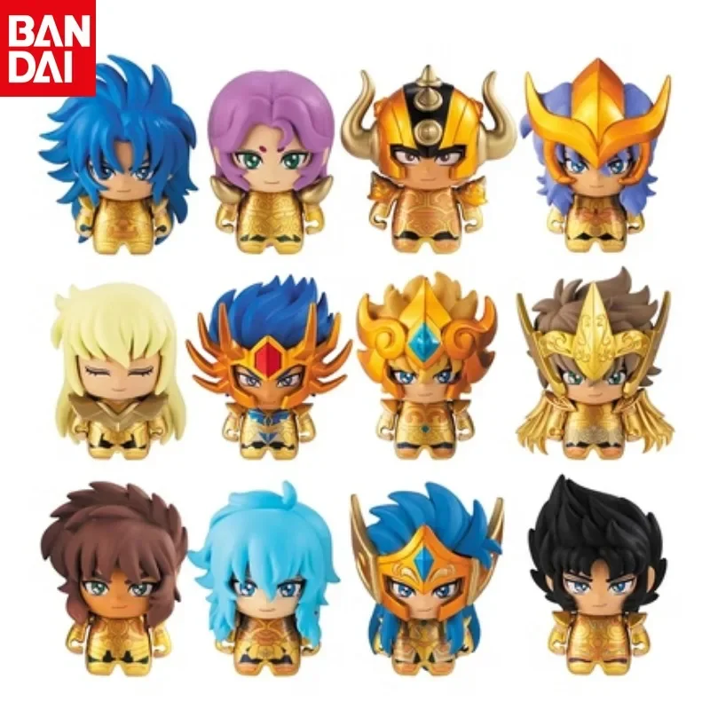 Bandai Gold Saint Seiya Dodici Costellazioni Serie In Piedi Ornamenti Giocattolo Versione Q Figure Set Completo Regalo Autentico