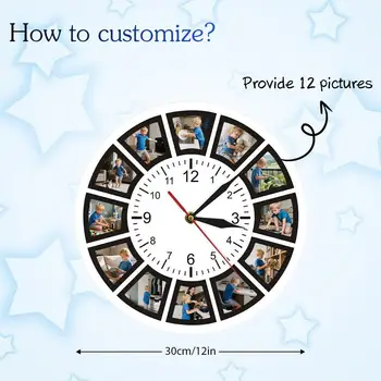 Orologio da parete con immagine personalizzata Collage di foto Orologio da casa Orologio da parete con stampa fotografica personalizzata per la casa Accessori per la decorazione dell'orologio da parete