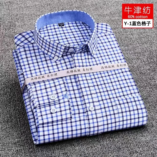 Man Checked Shirts New Style Quality Oxford Long Sleeve Classic