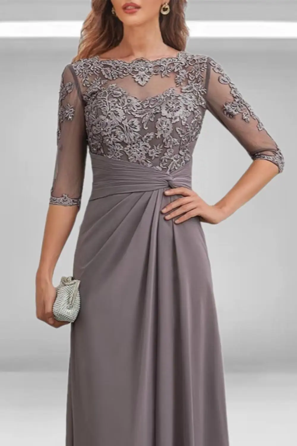 Abiti moderni per la madre della sposa in chiffon con maniche applique in pizzo abito formale lungo per abito da sera da sposa