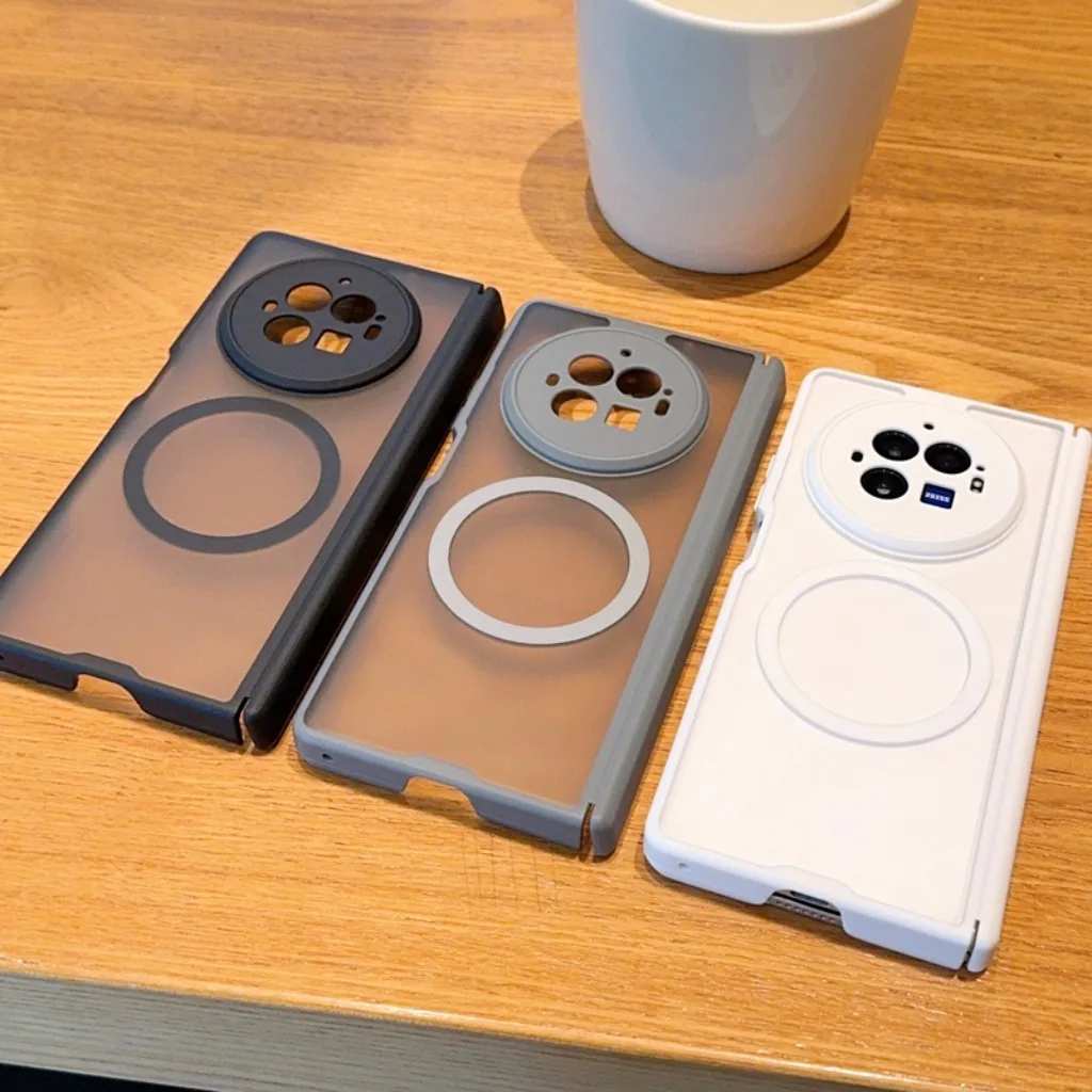 Matte Translucent Magnetic Phone Case with Full Hinge Protection and Wireless Charging Compatibility