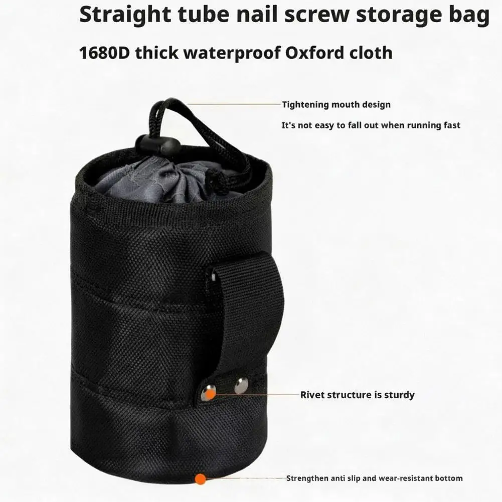 1/2PCS 내구성이 뛰어난 검정색 도구 벨트 파우치 다기능 나사 및 못 보관 가방, 가정용 도구용 두꺼운 내마모성 정리함