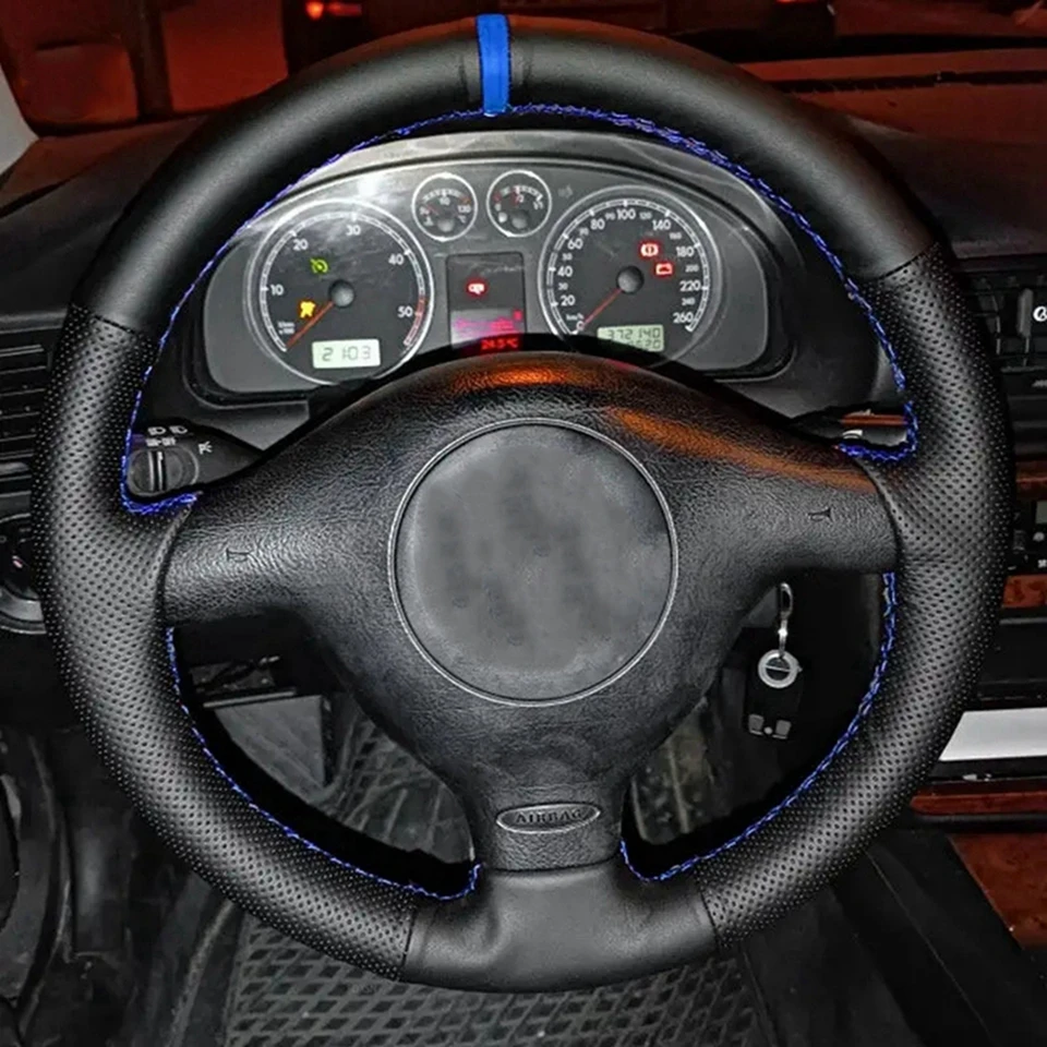 Maßgeschneiderte Anti-Rutsch-Leder-Auto-Lenkrad-Geflechtabdeckung für VW Golf 4 MK4 1998–2002 2003 2004 für Passat B5 1996–2005 alt – Detail 1