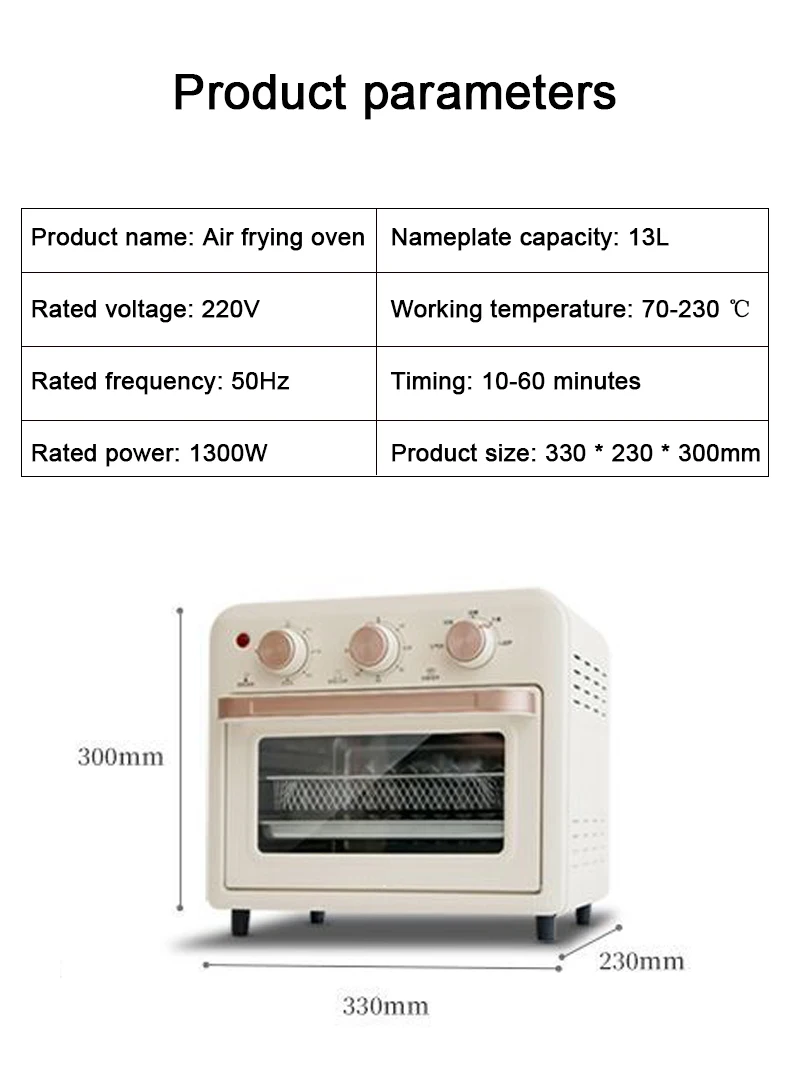 DMWD Household Electric Baking Oven 13L Multifunctional Oil Free Frying Machine French Fries BBQ Cooking Maker Fruit Dryer  220V 6
