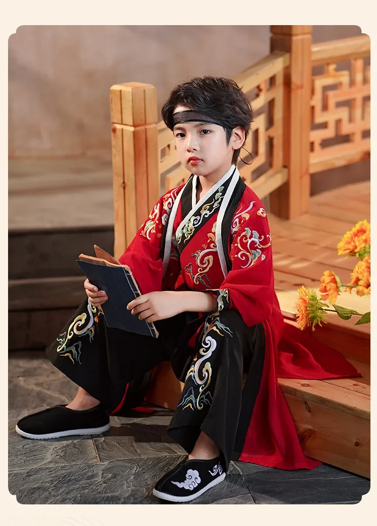 

Kids New Year Clothes Ancient Bookboy Student Dress Boy Party Perform Photography Robe Traditional Costume Chinese School Clothe