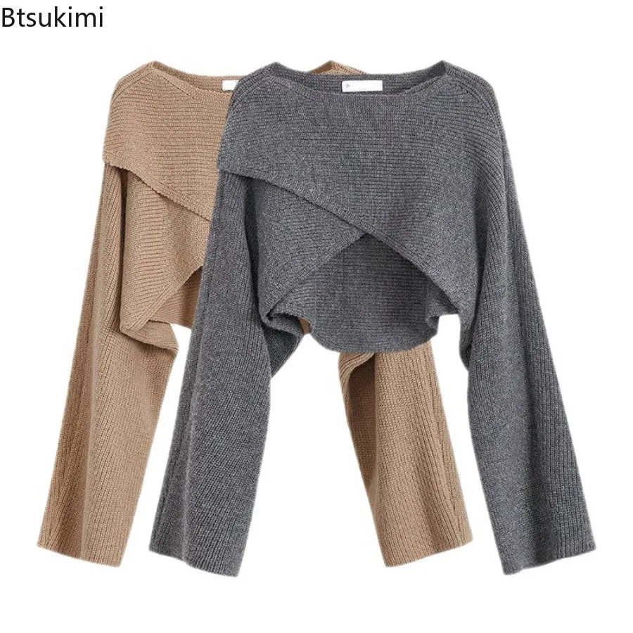 Autumn Fashion Knitted Pullover Elegant O Neck Sweater Women New Casual Solid Color Loose Long Sleeve Hem Irregular Women Top 1
