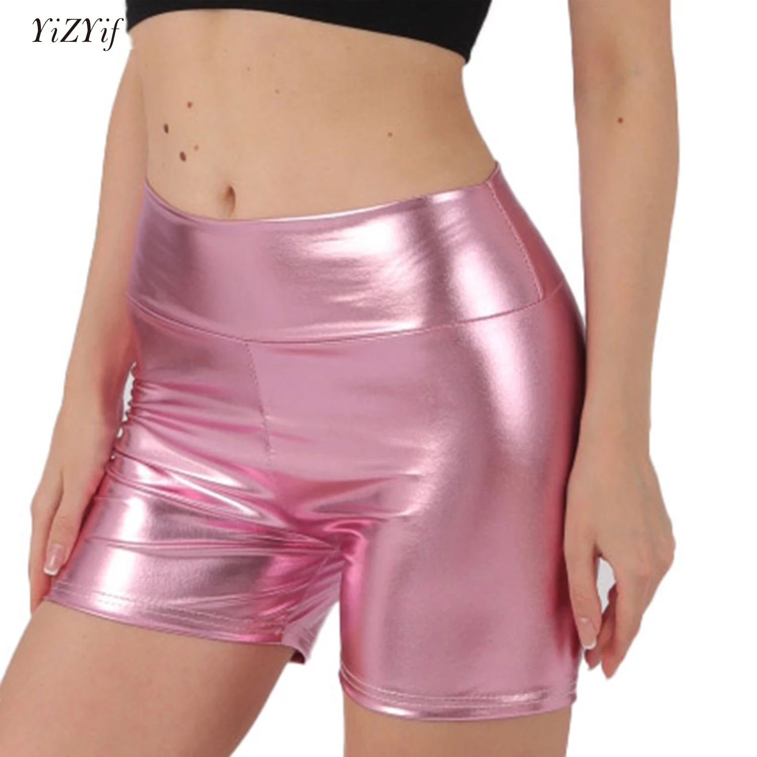 

Sexy Solid Shiny Micro Shorts Women Pole Dancing Metallic Booty Shorts Hot Pants Ladies Cheerleading Disco Rave Party Clubwear