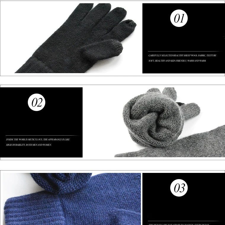Unisex 100%Merino Wool Glove Liner with Touch Screen Technology Wool Winter Gloves for Skiing Cold Weather Warm Moisture Wicking
