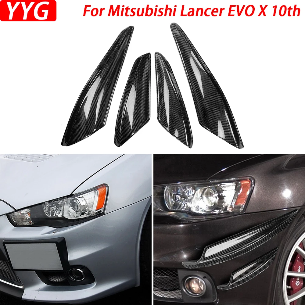 

For Mitsubishi Lancer Evolution X MR EVO 10th 2008-2010 Carbon Front Canards 4pcs Trim Front Bumper Tuning Car Accessories