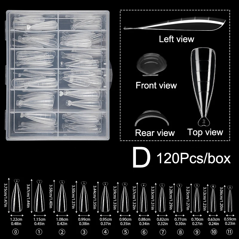 120개 네일 듀얼 폼 코핀 아몬드 네일 연장 몰드 인조 네일 팁 UV 젤 퀵 빌딩 몰드 네일 폼 매니큐어 도구