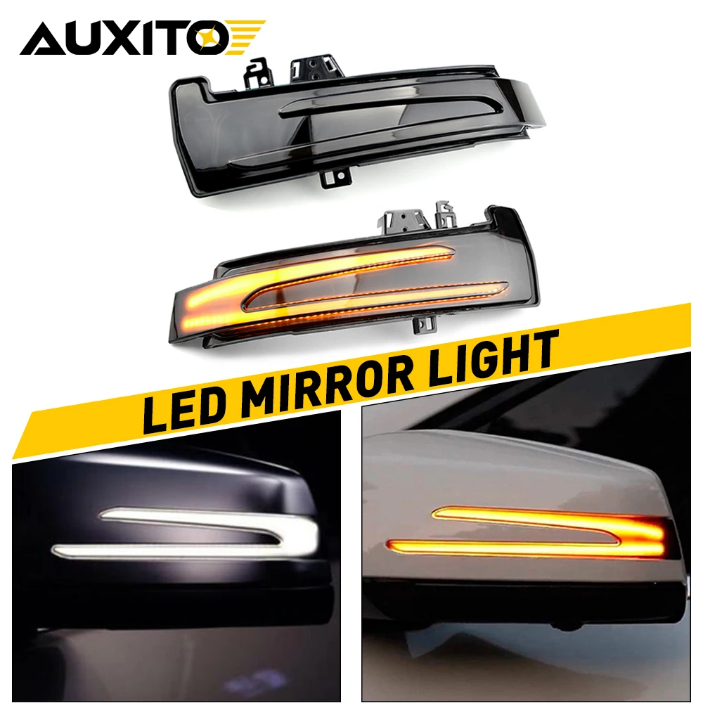 

2Pcs Smoke Sequential LED Side Mirror Lights Turn Signal For Mercedes Benz A B E C S CLA GLA GLK Class W176 W246 W212 W204 C117