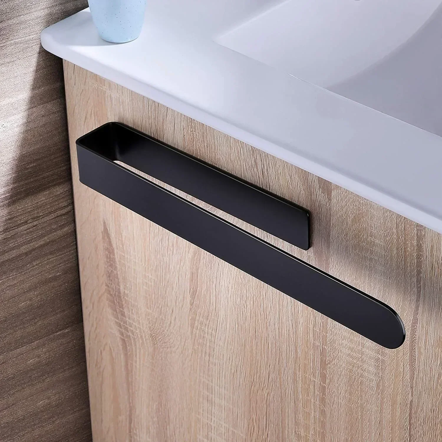 Hand Towel Ring Self Adhesive Bathroom Kitchen Towel Hand Holder Bar Stick on Wall Stainless Steel Matte Black