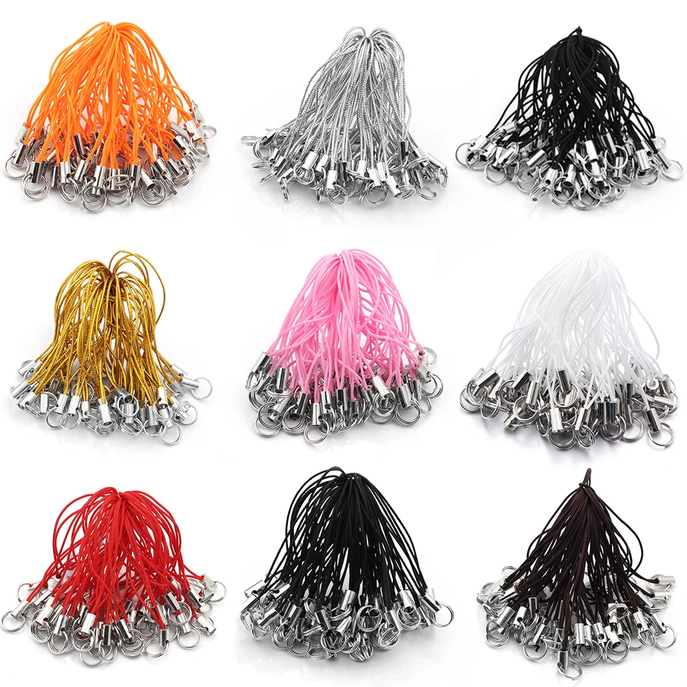 50pcs Durable Lanyard Rope with Jump Ring for DIY Keychain and Pendant Accessories