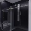 Frameless Shower Door Brushed Nickel Complete Shower Kit Water Repellent Sliding Glass Panel Bottom Seal Strip Parts 3