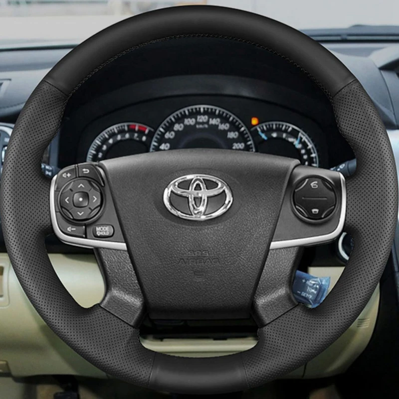 Toyota Camry 2012 - 2014 용 DIY 자동차 액세서리 자동차 핸들 커버 자동차 인테리어 맞춤형 오리지널 스티어링 휠 브레이드