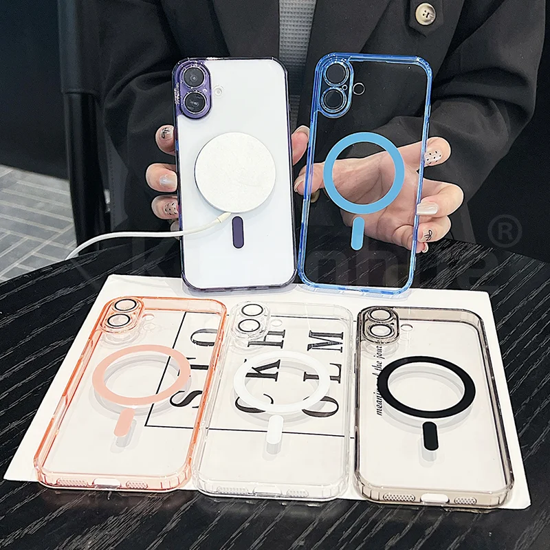 Transparent Luxury Magnetic MagSafe Case - Candy Color Hybrid TPU Shell