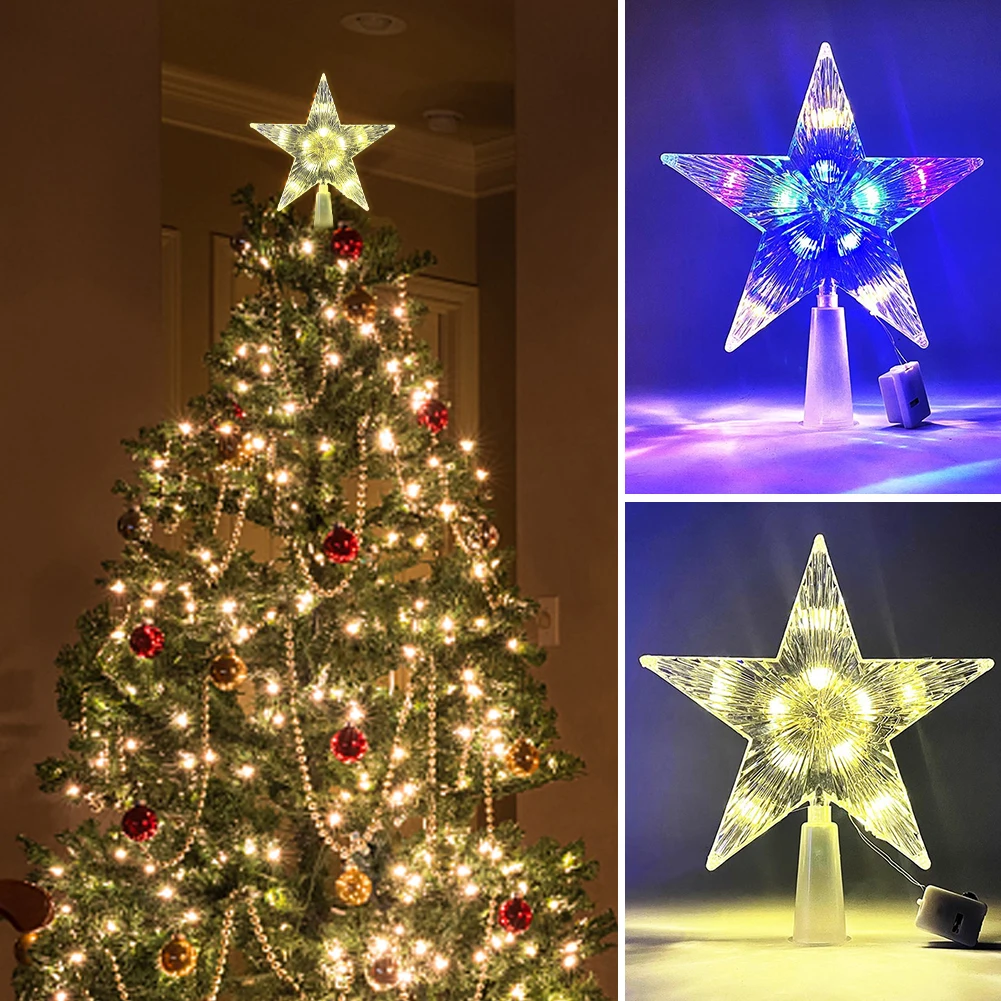 15cm LED Christmas Tree Top Star Light – Glowing Tree Topper Lamp for Xmas Tree Decoration & Party Décor