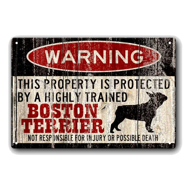 Значок Boston Terrier забавные металлические знаки предупреждающая табличка с собакой