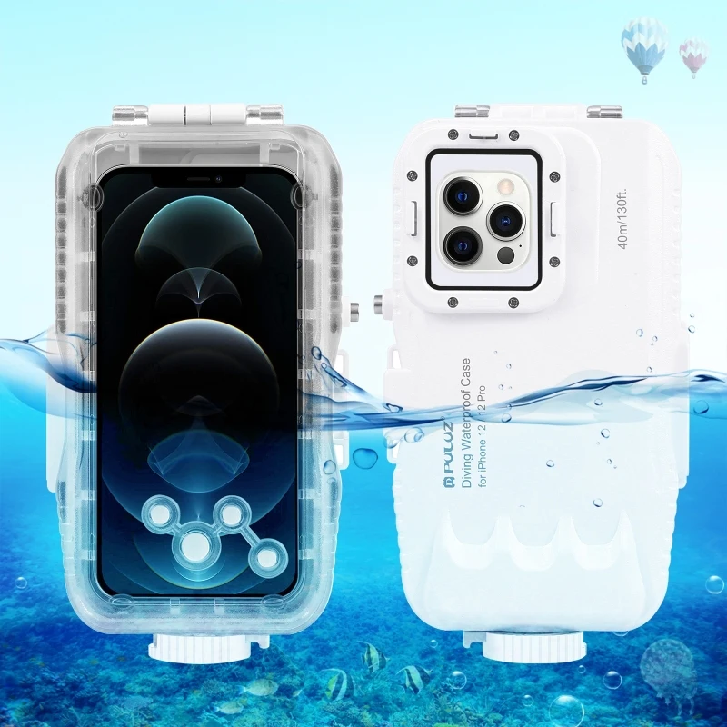 

PULUZ 40m/130ft Waterproof Diving Housing Photo Video Taking Underwater Cover Case for iPhone 12 Pro Max(White)