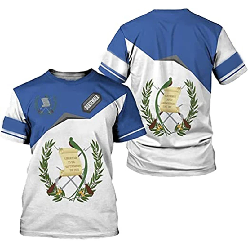 Guatemala Flag 3D Print T Shirt Men Short Sleeve Streetwear Tee