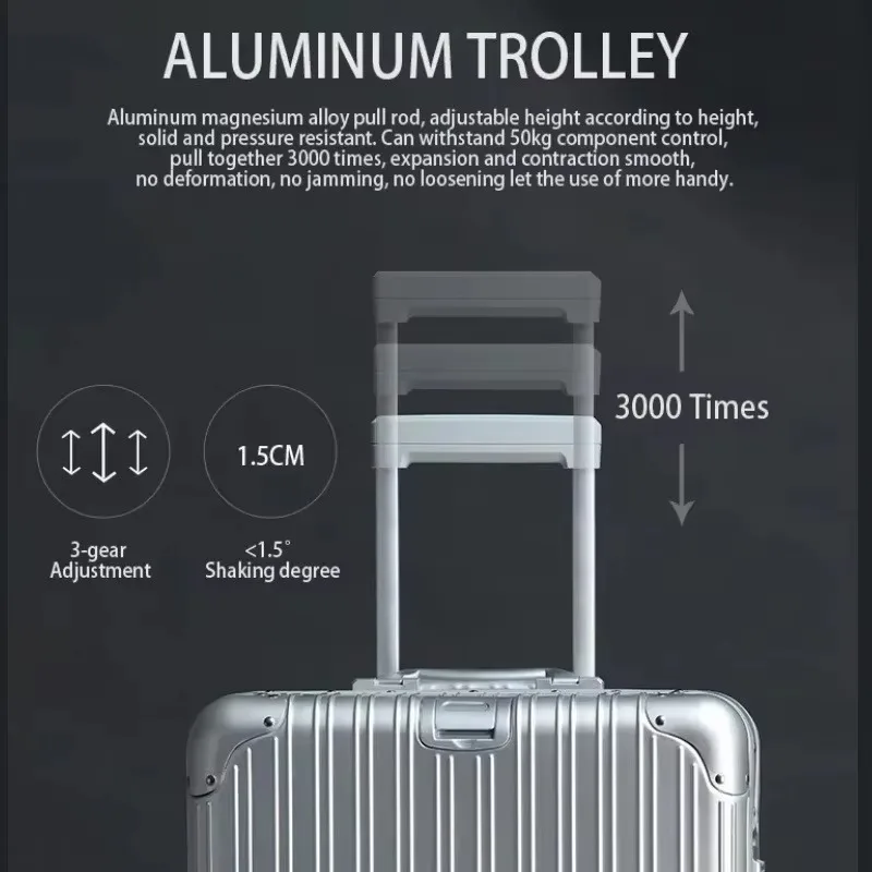 100% Aluminum-magnesium Alloy Travel Suitcase 5