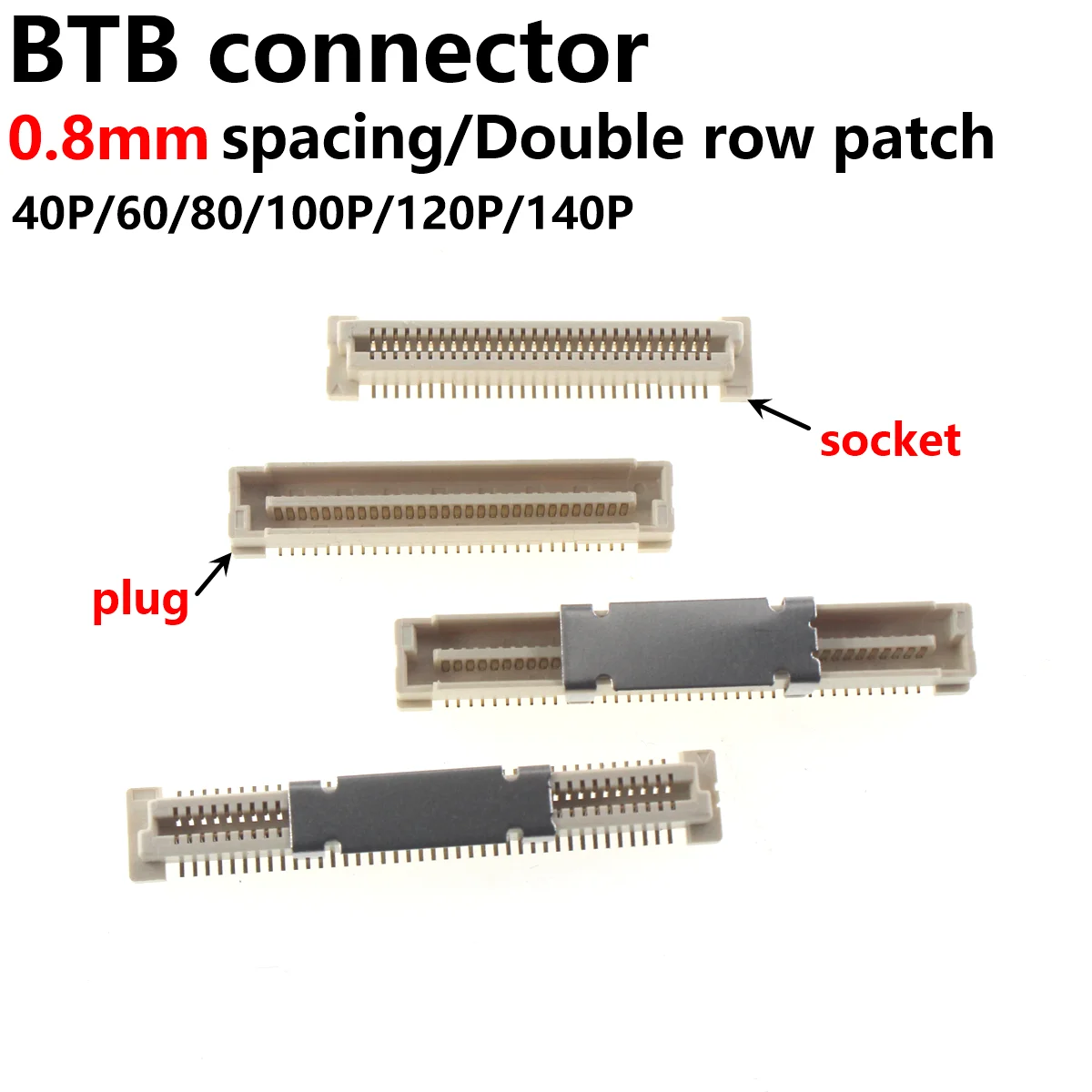 2SETS SOCKET AND PLUG 1SETS 0.8mm pitch board to double row patch BTB connector 40P/60/80/100P/120P/140P 7pin truck trailer light board extension cable connector adaptor cable socket wire part cable circuit socket plug