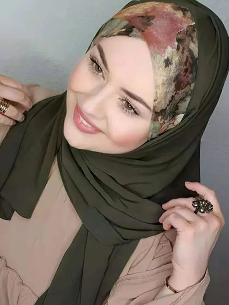 Summer chiffon scarf for Muslim women, instant turban, large size, lightweight, thin, breathable.