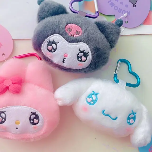 Sanrioed Anime Kawaii Kuromi Cinnamoroll Cute Plush Toy Mini Coin Purse Soft Stuffed Pendant Plush Doll Keychain Christmas Gifts 1