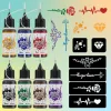 Temporary Tattoo Kit with 7 Bottles of Mixed Color Paste and 6 Stencil Designs, -Easy-to-Use Henna Semi-Permanent Tattoo Set 1