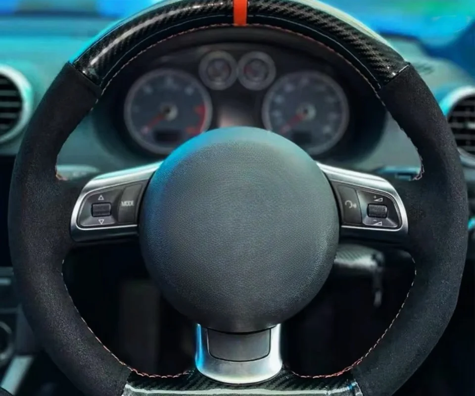 Handgenähter schwarzer Auto-Lenkradbezug für Audi TT TTS (8J) 2006–2013 2014, A3 S3 (8P) Sportback 2008 2009 2010 2011 2012 – Detail 1