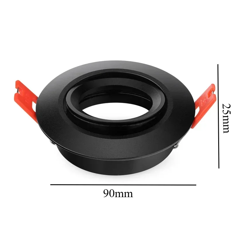 Description Picture 4 of itemAluminum Black Round Style 70mm Cut Out Recessed Down Light GU10 MR16 Front Knob Design Spot Light Housing Frame for Home Decor