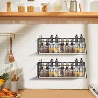 Wooden Spice Rack Wall Mounted Kitchen Organizer Hanging Spice Jar Storage Shelf For Kitchen Seasoning Holder Wall Decoration 2