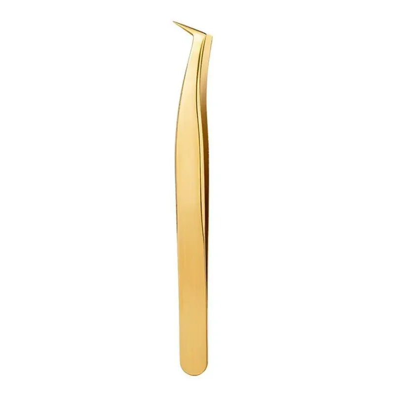 Golden Eyelash Extension Tweezers Stainless Steel 3D Precise Clip Eyelash Tweezers 1 Pcs Eyelash Tweezers