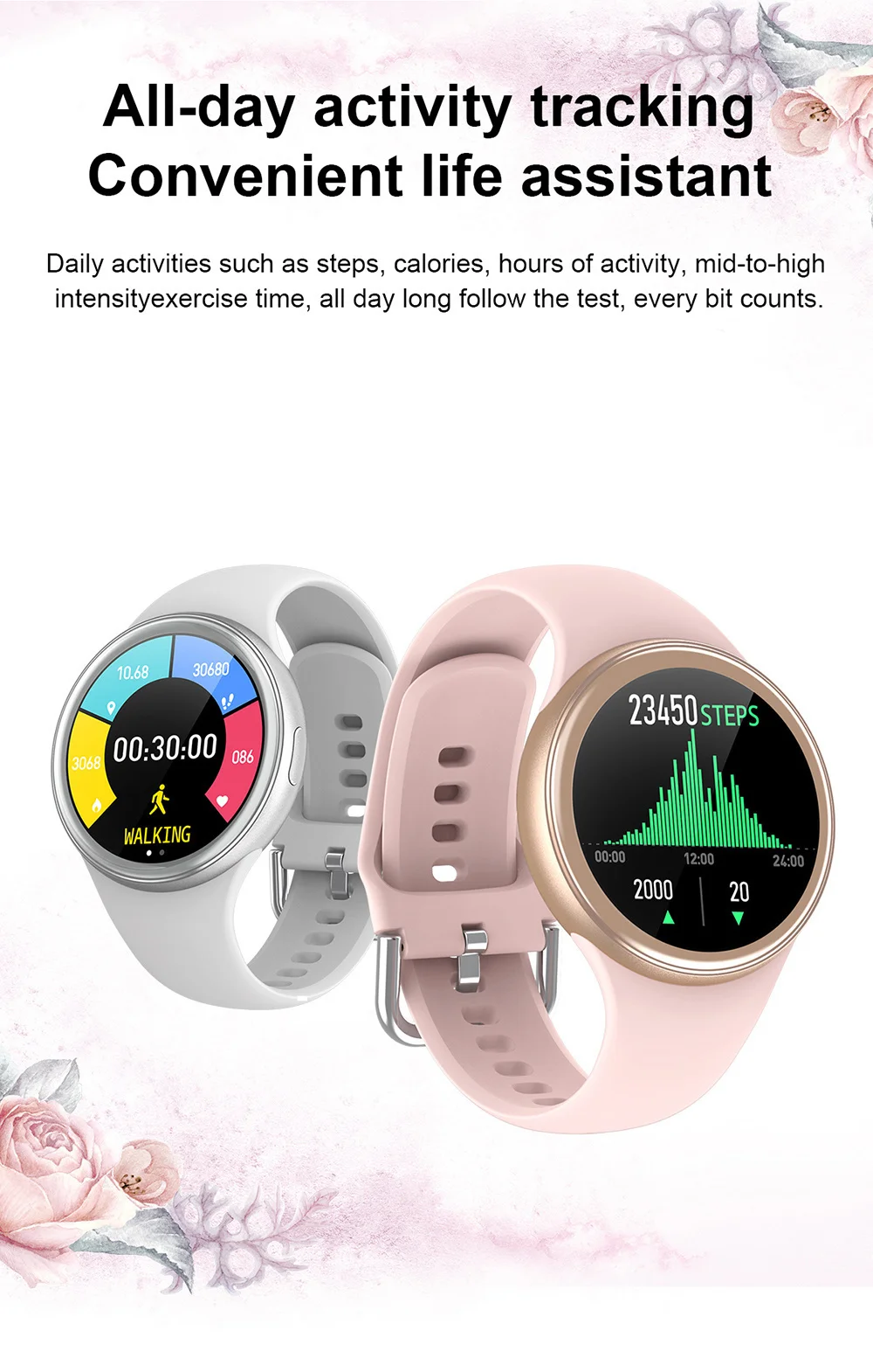 RIHLA New Smart Watch Women Full Touch Smartwatch IP68 Waterproof Sports Fitness Tracker Heart Rate Monitor Bracelet For Women