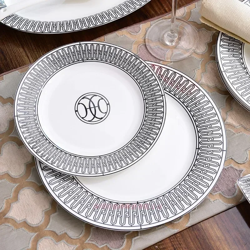 Bone China Tableware Suit European-Style Creative Luxury Combination Cups Dishes and Plates Sets Nordic Kitchen Ceramic Tableware Set