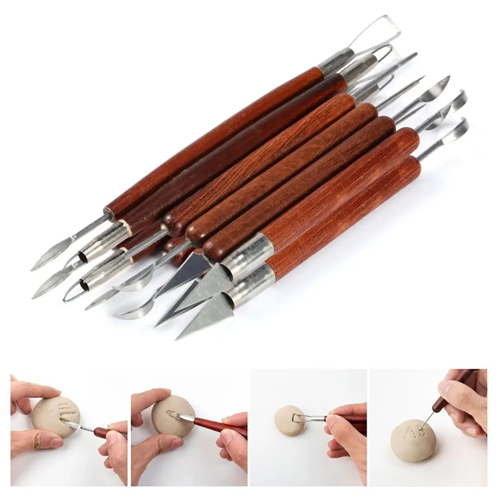 6PCS Sculpting Tool Pottery Tools Wood Handle Pottery Set Wax Carving Sculpt Smoothing Polymer Shapers Clay Ceramic Tools polymer clay tools,pottery tools,clay sculpting tools,pottery sculpting tools,clay craft tool